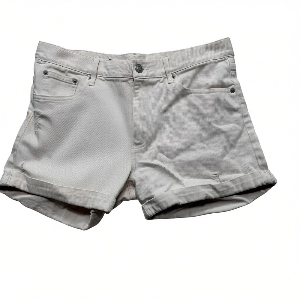 Gap‎ Sexy Boyfriend Shorts Pale Cream Distressed Cuffed Denim Size 27 #959